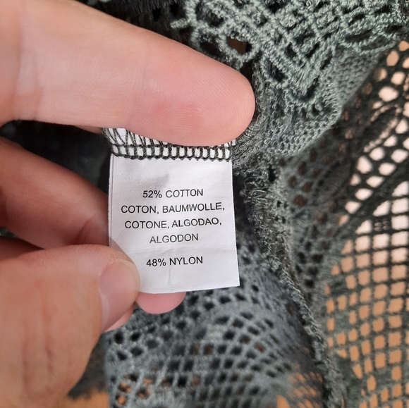 Blue Tassel Green Sheer Short Sleeve Top Size 1X - Picture 3 of 5